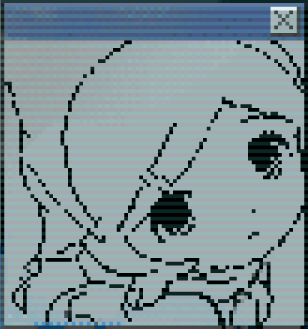 black on grey pixel art of Wormiko from Yume Tsushin